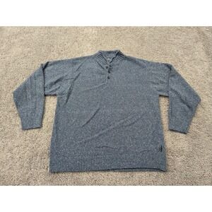 Vintage Woolrich Sweater Mens Large Pullover Henley Long Sleeve Knit‎ Blue